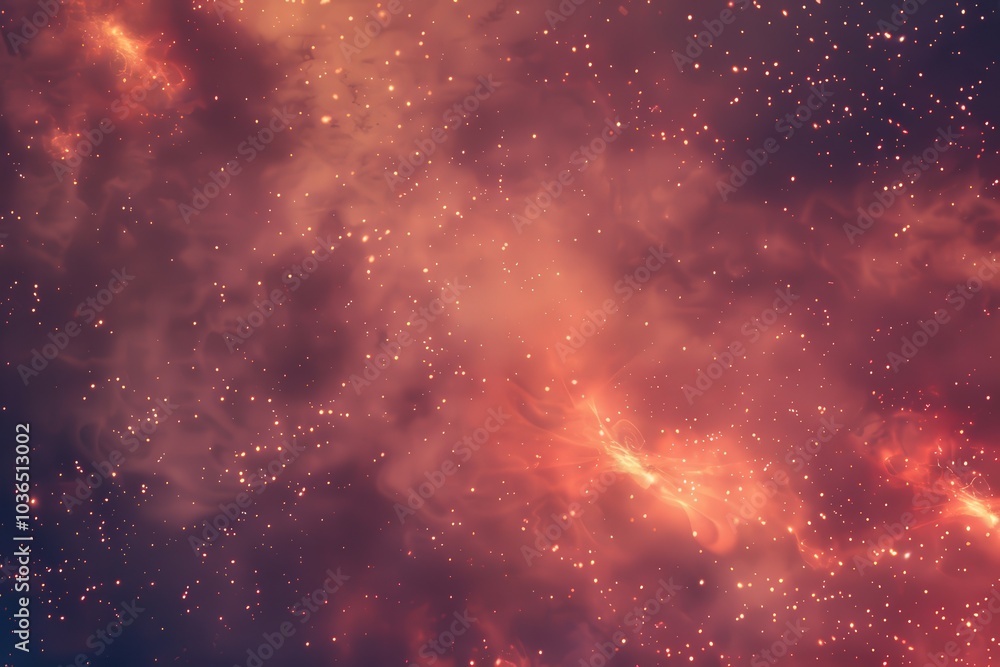 Fototapeta premium A Starry Night Sky with Swirling Red Nebulae