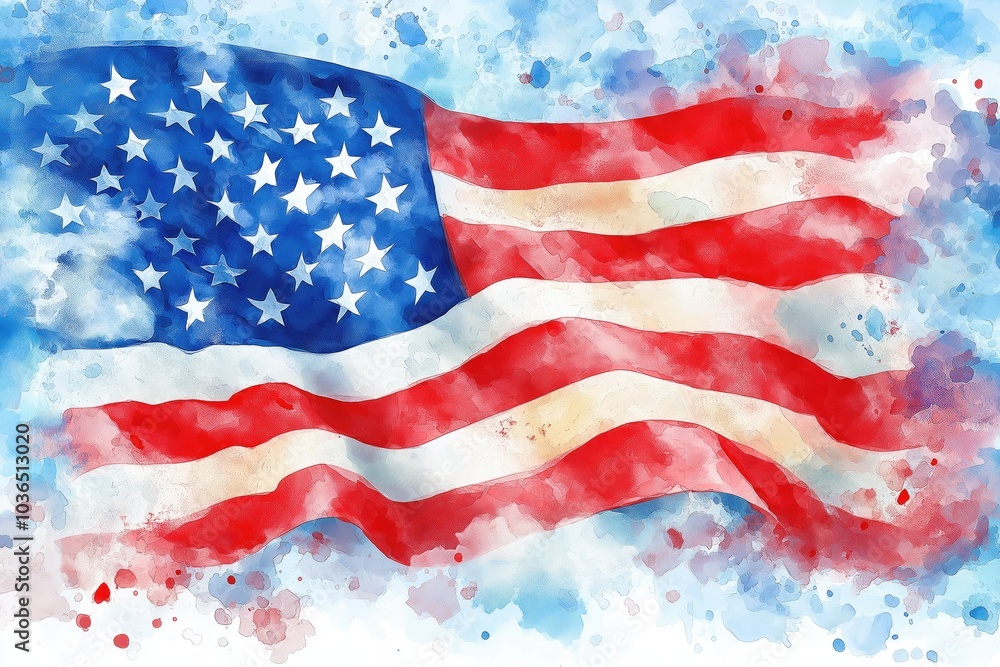 custom made wallpaper toronto digitalUnited States of America Flag Painting, Patriotic Artwork, Red White and Blue, Freedom and Liberty Old Glory Wallpaper, Stars and Stripes Background Art, Watercolor Painting Backdrop