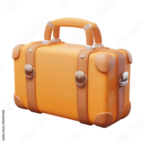 Vibrant 3D Suitcase Icon for Travel Enthusiasts, Colorful 3D Suitcase Icon for Your Next Adventure, Cheerful 3D Cartoon Travel Suitcase Icon. photo