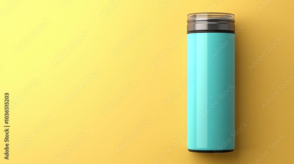 Blank Tumbler Lying Flat on Pastel Yellow Background Blank Tumbler Lying Flat on Pastel Yellow Background