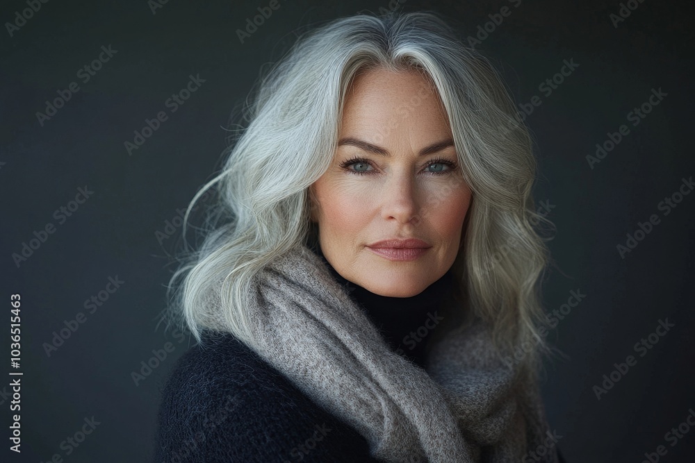 Stylish mature woman looking at the camera in a studio, Generative AI Stylish mature woman looking at the camera in a studio, Generative AI