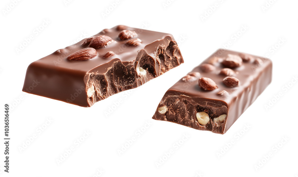 Nut chocolate bar on transparent background Nut chocolate bar on transparent background