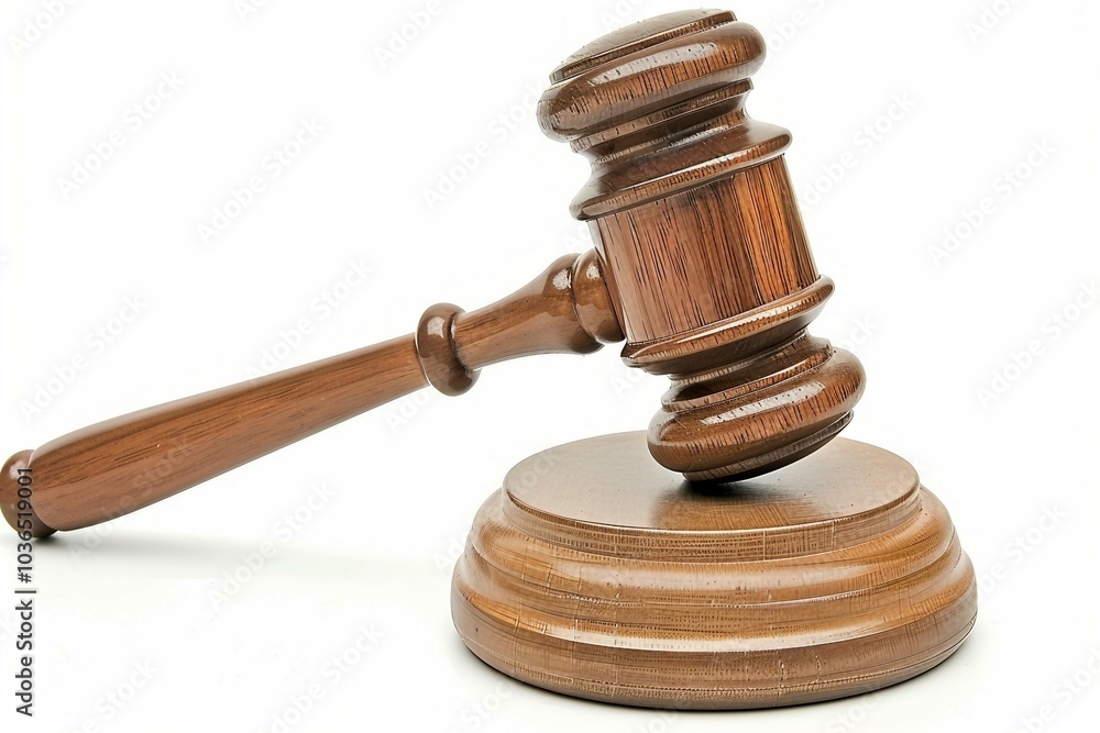 a wooden judge's gaven on a white background a wooden judge's gaven on a white background