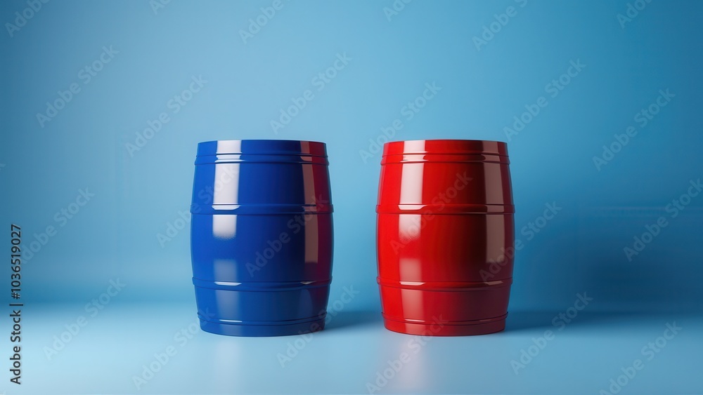 Customizable red blue barrel mockup with detailed 3D visuals. Perfect for branding or packaging design projects, featuring vibrant colors and realistic textures for an impactful presentation Customizable red blue barrel mockup with detailed 3D visuals. Perfect for branding or packaging design projects, featuring vibrant colors and realistic textures for an impactful presentation