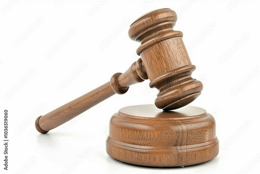 a wooden judge's hammer on a white background a wooden judge's hammer on a white background