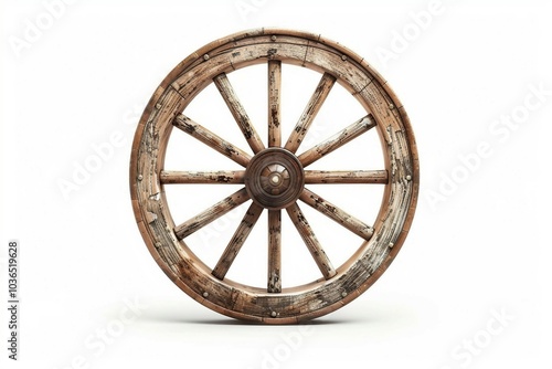 a wooden wheel on a white background