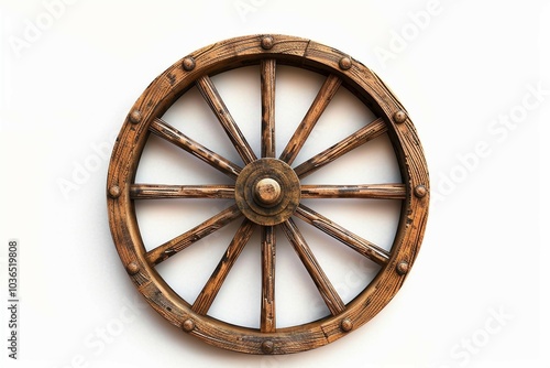 a wooden wheel on a white background