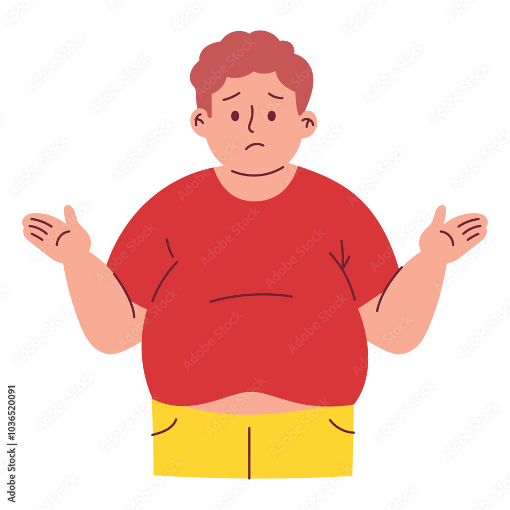 Shrugging Obese Man Feels Confused and Clueless Shrugging Obese Man Feels Confused and Clueless