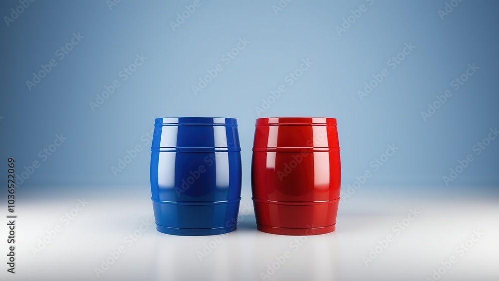 Customizable red blue barrel mockup with detailed 3D visuals. Perfect for branding or packaging design projects, featuring vibrant colors and realistic textures for an impactful presentation Customizable red blue barrel mockup with detailed 3D visuals. Perfect for branding or packaging design projects, featuring vibrant colors and realistic textures for an impactful presentation