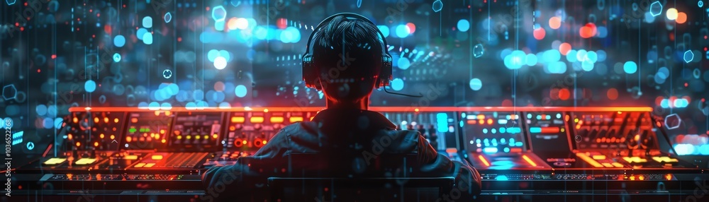 A silhouette of a person at a futuristic control panel, surrounded by glowing digital elements, suggesting a high-tech environment. A silhouette of a person at a futuristic control panel, surrounded by glowing digital elements, suggesting a high-tech environment.