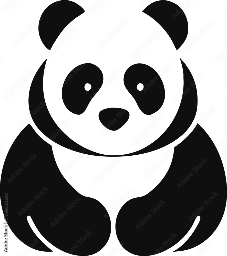 Cute Panda Bear Black and White Design Cute Panda Bear Black and White Design