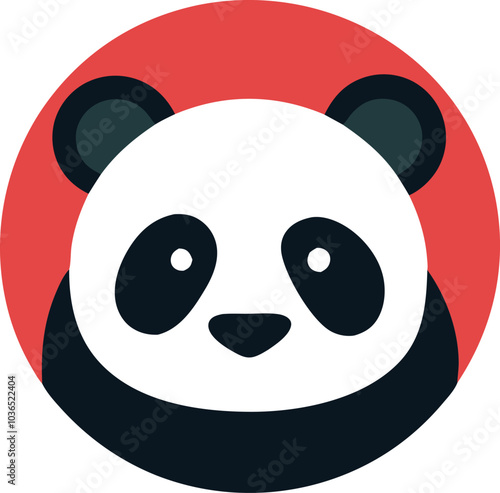 Cute Panda Icon Design With Red Circle photo