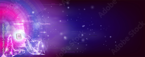 The concept of artificial intelligence technology. Mobile phones work together with artificial intelligence technology to help send and receive information through the Internet with maximum efficiency