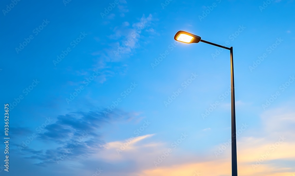 showcasing a modern street LED lighting pole. Generative AI showcasing a modern street LED lighting pole. Generative AI