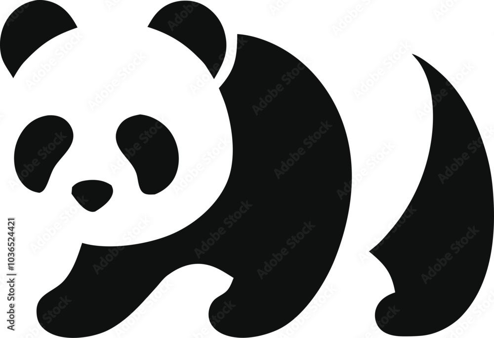 Simple Black and White Panda Illustration Simple Black and White Panda Illustration