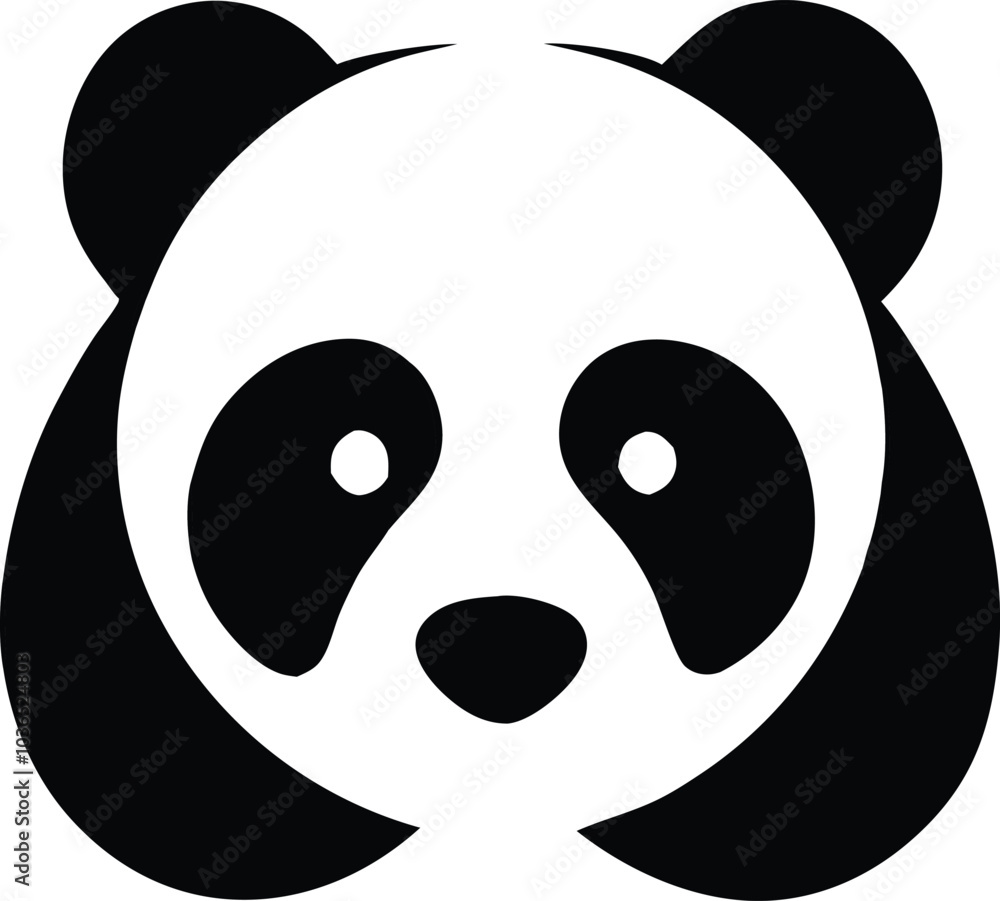 Simple Black and White Panda Illustration Simple Black and White Panda Illustration