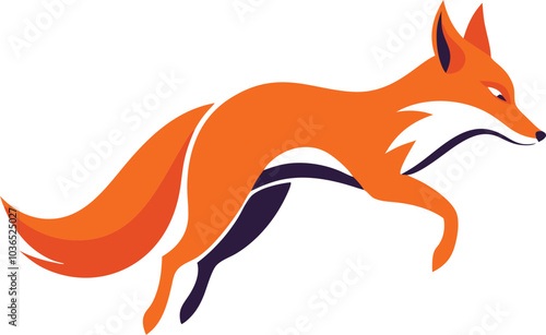 Orange Fox Leaping Forward Graphic Design