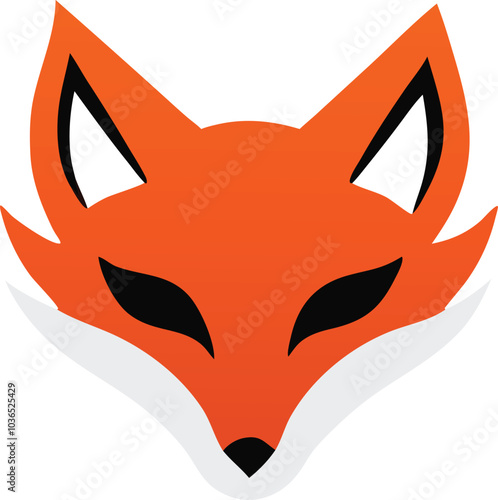 Orange Fox Head Logo Design Illustration