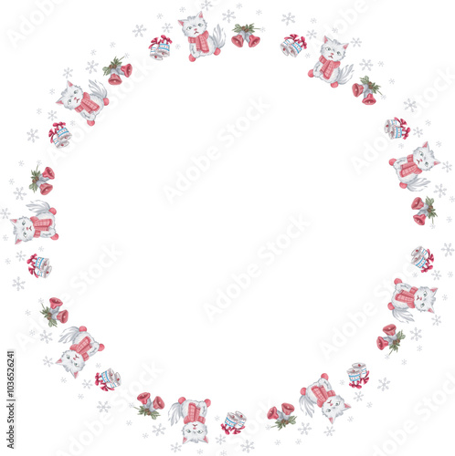 Cute christmas wreath. Vector illustration.