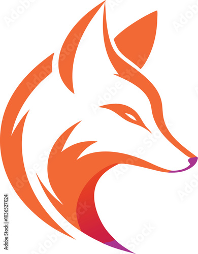 Abstract Orange Fox Head Logo Design