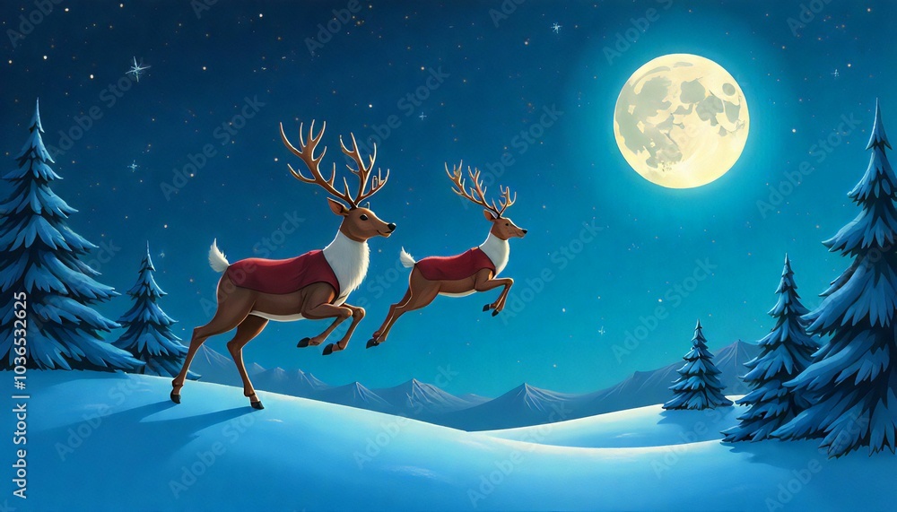 Enchanted Reindeer Flight Santa's Sleigh Above the Clouds Enchanted Reindeer Flight Santa's Sleigh Above the Clouds