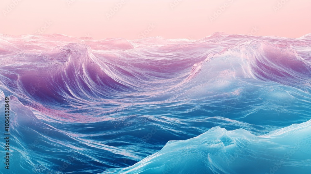 Dreamy Pastel Waves of Pink and Blue in a Serene Abstract Ocean Scene Dreamy Pastel Waves of Pink and Blue in a Serene Abstract Ocean Scene