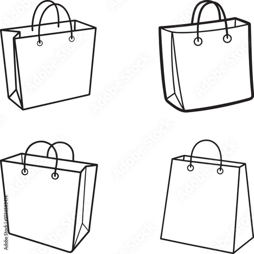 set of Line icons of shopping bags