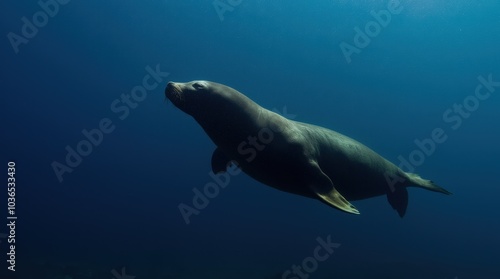 A beautiful shot of a sea lion under the water