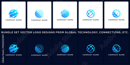set of global tech logo bundle