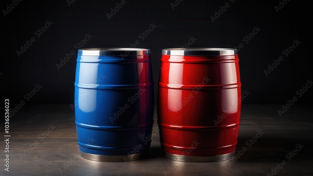 Customizable red blue barrel mockup with detailed 3D visuals. Perfect for branding or packaging design projects, featuring vibrant colors and realistic textures for an impactful presentation Customizable red blue barrel mockup with detailed 3D visuals. Perfect for branding or packaging design projects, featuring vibrant colors and realistic textures for an impactful presentation