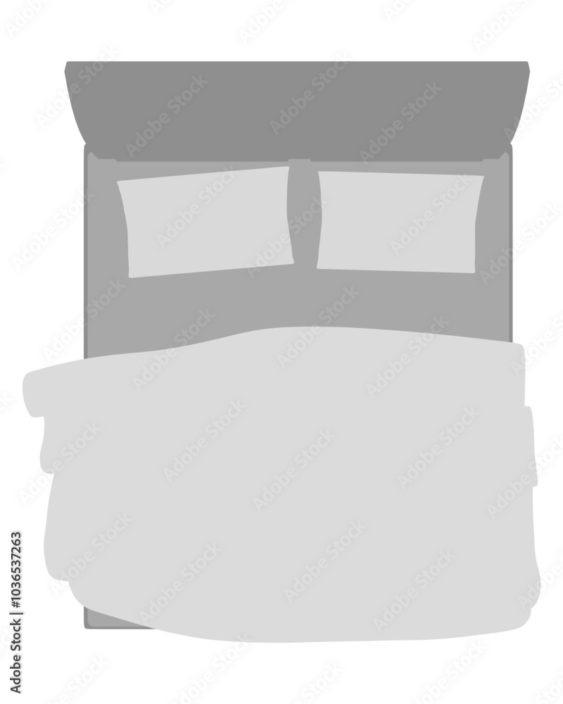 Bed in the bedroom, Silhouette of a bed, top view. Vector illustration Bed in the bedroom, Silhouette of a bed, top view. Vector illustration