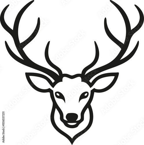 Simple Line Art Deer Head Illustration