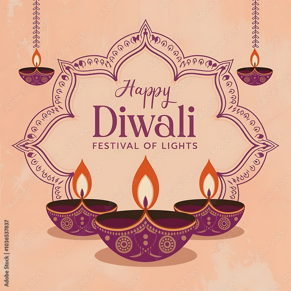 Naklejka premium Diwali, Happy Diwali, Poster, Banner, Post, A Lighted Diya for Diwali, Sale, Offer, Social Media Poster