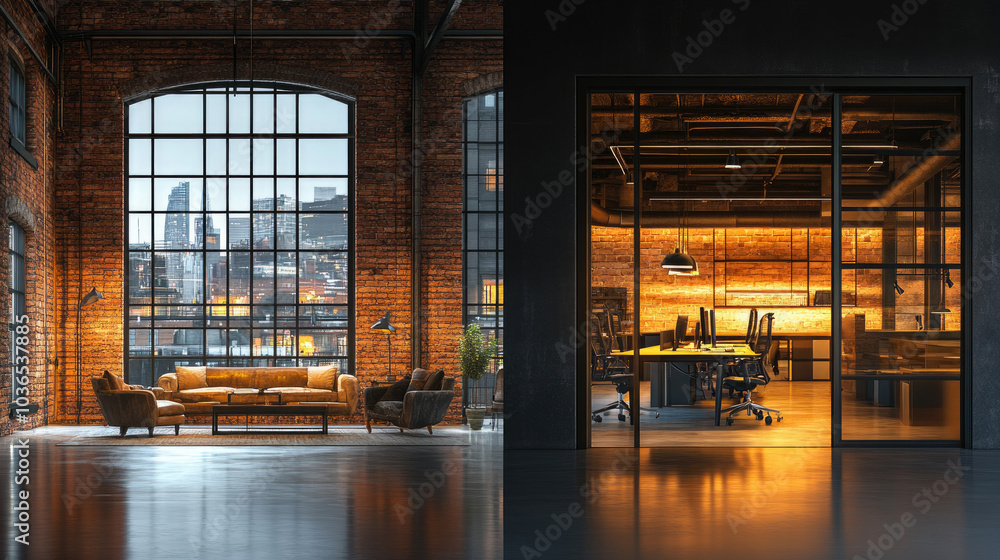 Modern reception room, office building lobby Modern reception room, office building lobby