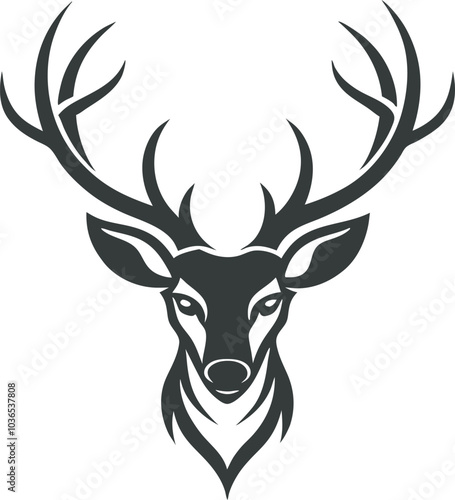 Stylized Deer Head with Antlers Illustration