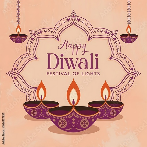 Diwali, Happy Diwali, Poster, Banner, Post, A Lighted Diya for Diwali, Sale, Offer, Social Media Poster  photo