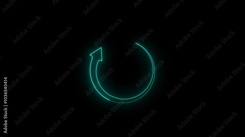 Abstract glowing neon arrow circle loading icon background. Dark background. Abstract glowing neon arrow circle loading icon background. Dark background.