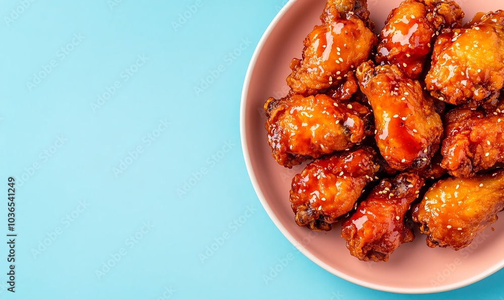 Korean fried chicken drizzled with a glossy, succulent glaze sauce, Generative AI Korean fried chicken drizzled with a glossy, succulent glaze sauce, Generative AI