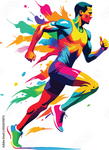 Colorful Runner Sprints Forward With Passion