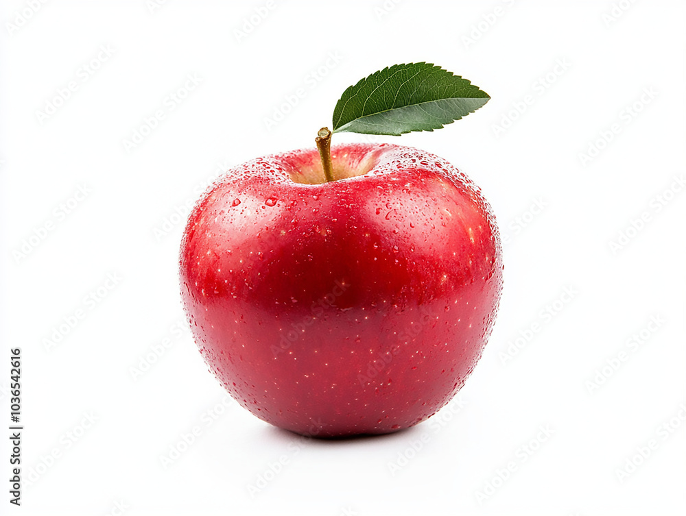 red apple with leaf on white red apple with leaf on white