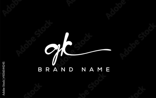 GK letter beauty handwriting vector logo.