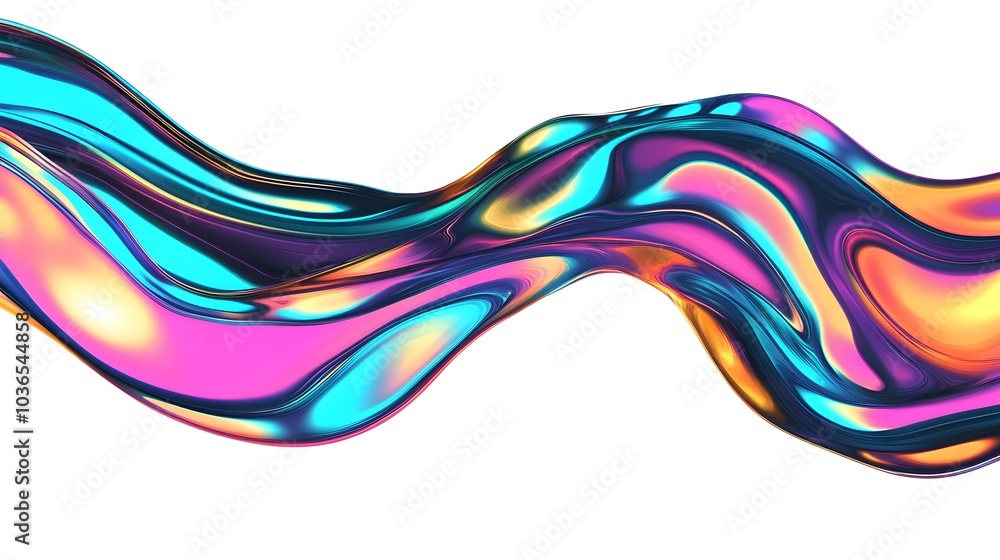 Fototapeta premium Abstract iridescent shape, 3d render