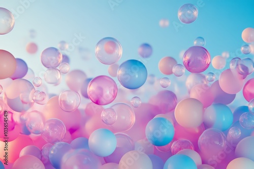 Vibrant Bubble Display: Bright and Cheerful Bubbles in a Dreamy Setting