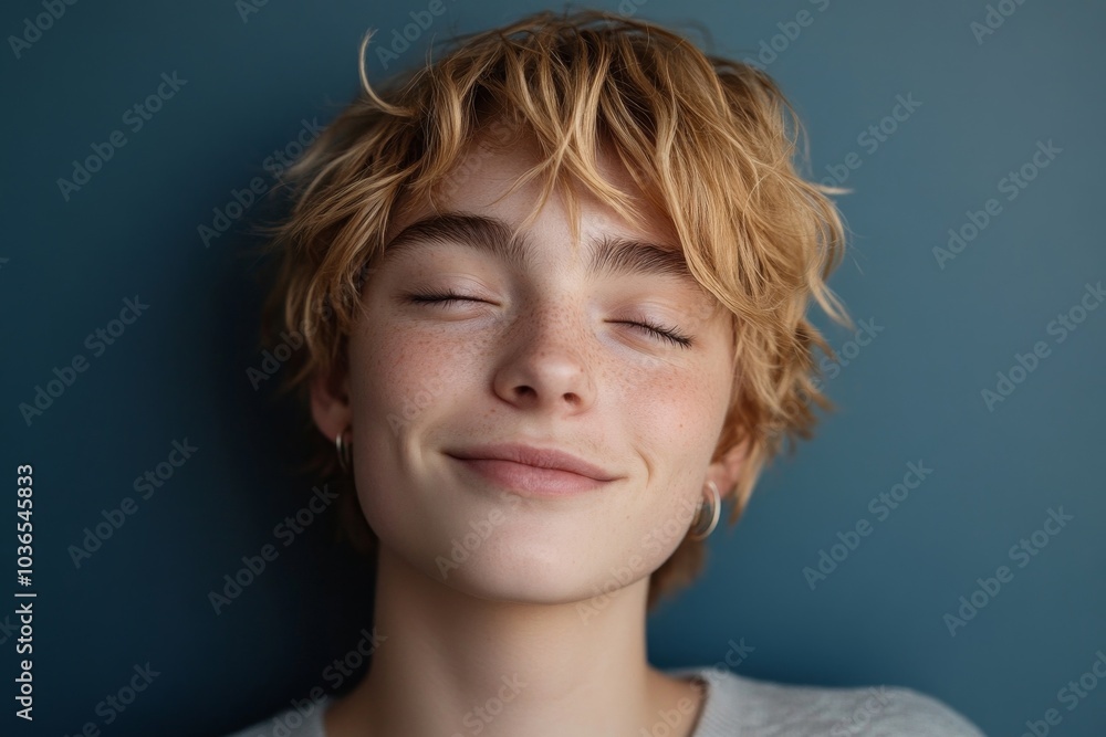 Gender fluid male winking at camera, Generative AI Gender fluid male winking at camera, Generative AI