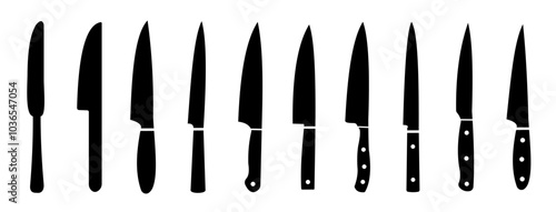 Knife icon. Set of kitchen knife silhouette. Knife logo vector illustration