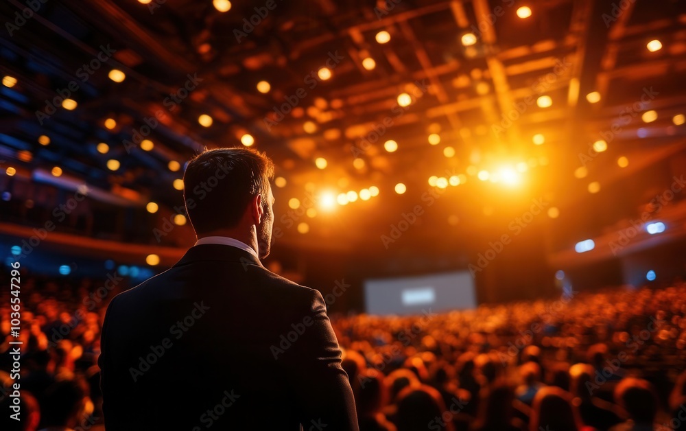 Audience from behind in a packed conference hall Audience from behind in a packed conference hall