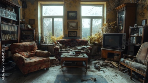 Cozy Vintage Interior Filled with Forgotten Remnants of the Past