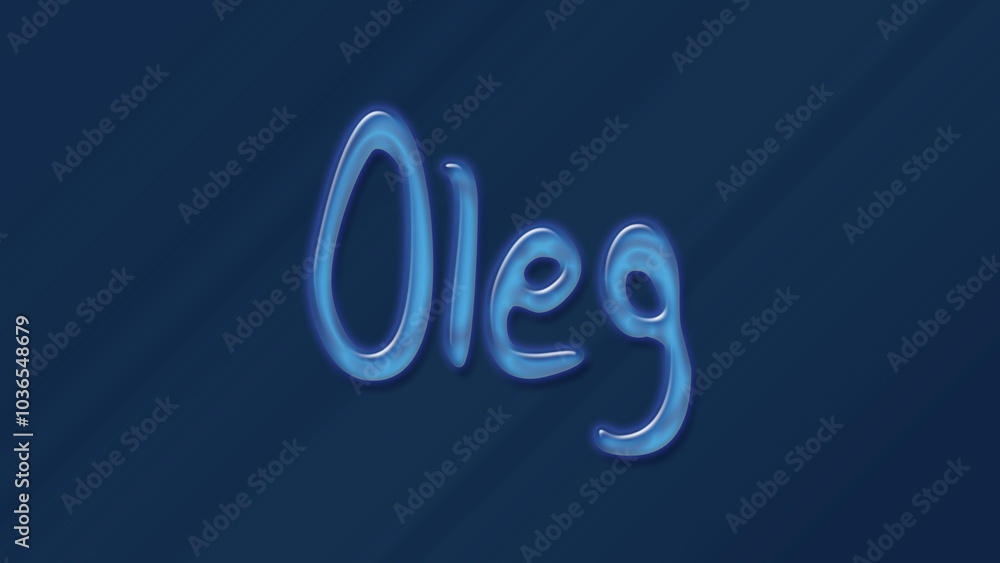 Water bubble 3D text effect of name Oleg 0n blue background.