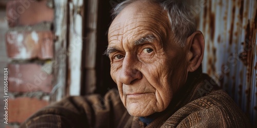 Elderly man in a simple, quiet setting