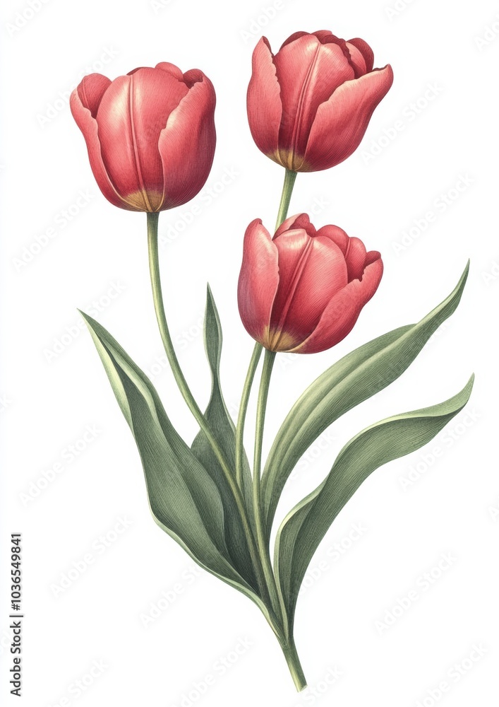 Fototapeta premium flower illustration in vintage style art, isolated on white background